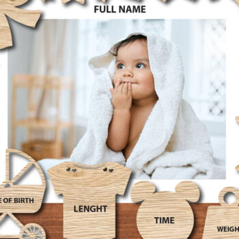 Intra απο ξύλο plywood 3mm-4mm πάχος Κορνίζα μωρού Δίασταση 20x30 cm INTRAFABR-66255944 - Image 2