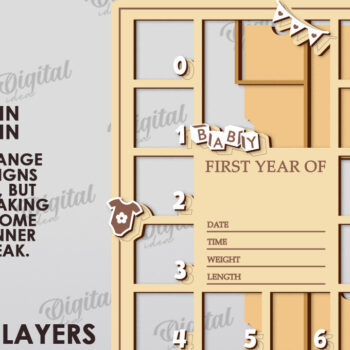 Intra απο ξύλο plywood 3mm-4mm πάχος Κορνίζες μωρών κοπής με λέιζερ Δίασταση 20x30 cm INTRAFABR-116269191 - Image 10