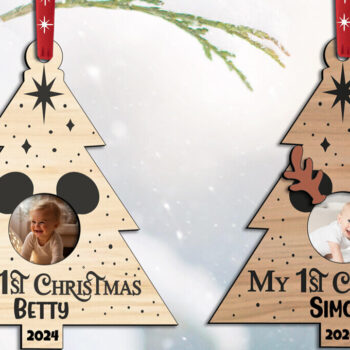 Intra απο ξύλο plywood 3mm-4mm πάχος Baby Photo Το πρώτο μου χριστουγεννιάτικο πεύκο Δίασταση 8x8 cm INTRAFABR-108476889 - Image 1