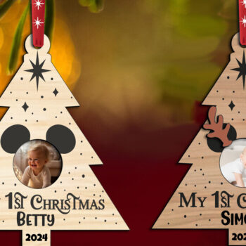 Intra απο ξύλο plywood 3mm-4mm πάχος Baby Photo Το πρώτο μου χριστουγεννιάτικο πεύκο Δίασταση 8x8 cm INTRAFABR-108476889 - Image 2