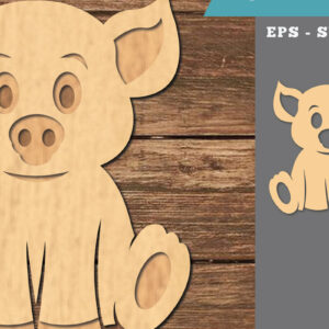 Intra απο ξύλο plywood 3mm-4mm πάχος Baby Pig 3D Δίασταση 15x15 cm INTRAFABR-107208969