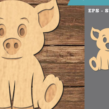 Intra απο ξύλο plywood 3mm-4mm πάχος Baby Pig 3D Δίασταση 15x15 cm INTRAFABR-107208969 - Image 1