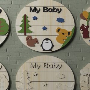 Intra απο ξύλο plywood 3mm-4mm πάχος Διακοσμήσεις με κρεμάστρα τοίχου στρογγυλές για μωρό Δίασταση 30x20 cm INTRAFABR-46324665