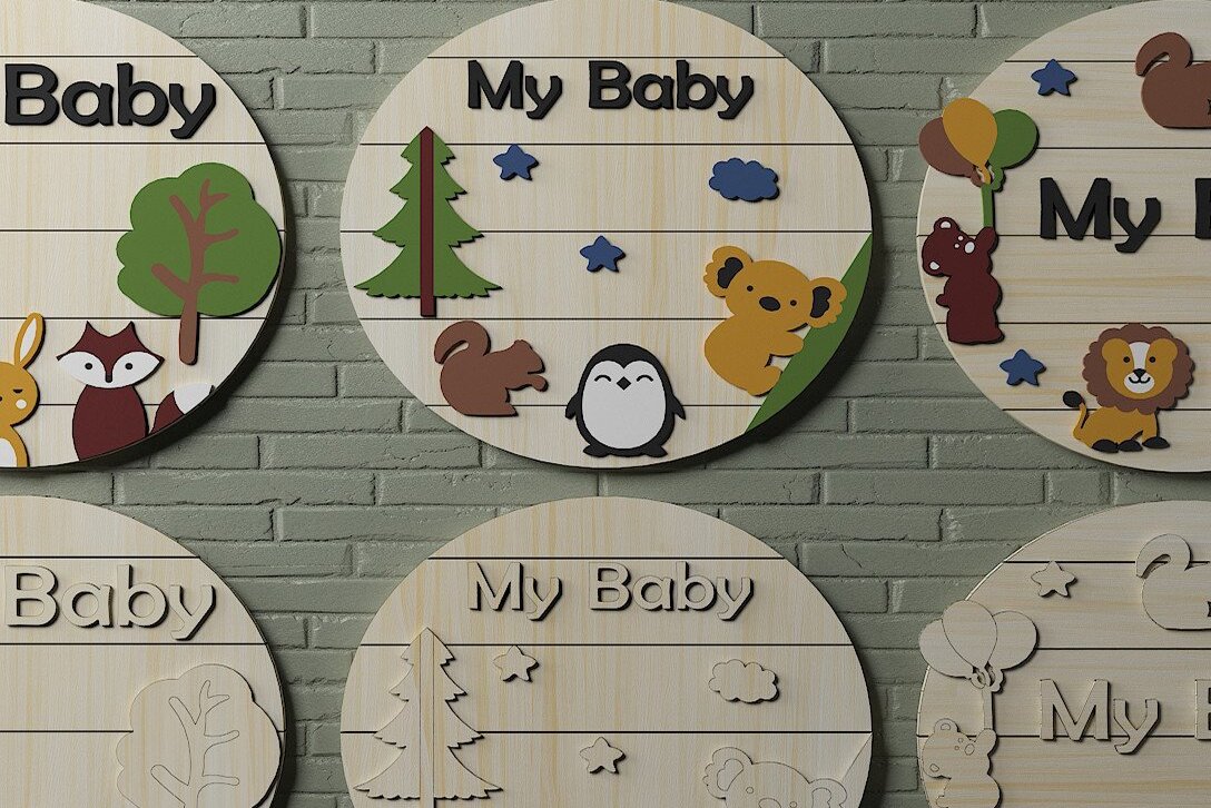 Intra απο ξύλο plywood 3mm-4mm πάχος Διακοσμήσεις με κρεμάστρα τοίχου στρογγυλές για μωρό Δίασταση 30x20 cm INTRAFABR-46324665