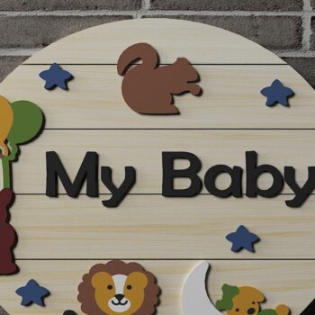 Intra απο ξύλο plywood 3mm-4mm πάχος Διακοσμήσεις με κρεμάστρα τοίχου στρογγυλές για μωρό Δίασταση 30x20 cm INTRAFABR-46324665 - Image 3