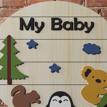 Intra απο ξύλο plywood 3mm-4mm πάχος Διακοσμήσεις με κρεμάστρα τοίχου στρογγυλές για μωρό Δίασταση 30x20 cm INTRAFABR-46324665 - Image 4