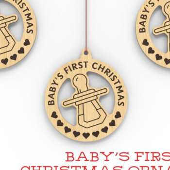 Intra απο ξύλο plywood 3mm-4mm πάχος Το πρώτο χριστουγεννιάτικο στολίδι του μωρού | Λέιζερ Δίασταση 8x8 cm INTRAFABR-84634972 - Image 1