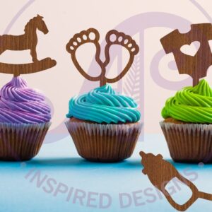 Intra απο ξύλο plywood 3mm-4mm πάχος Baby Shower Cupcake , 6 Σχέδια Δίασταση 30x20 cm INTRAFABR-86811237