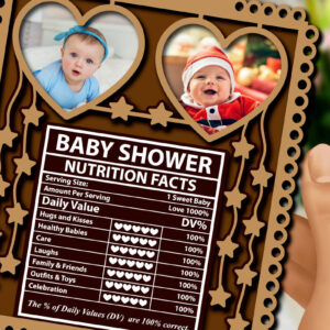 Intra απο ξύλο plywood 3mm-4mm πάχος BABY SHOWER NUTRITION Facts Στολίδι Δίασταση 8x8 cm INTRAFABR-81733080