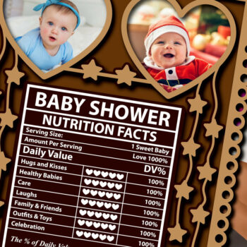 Intra απο ξύλο plywood 3mm-4mm πάχος BABY SHOWER NUTRITION Facts Στολίδι Δίασταση 8x8 cm INTRAFABR-81733080 - Image 2
