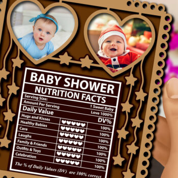 Intra απο ξύλο plywood 3mm-4mm πάχος BABY SHOWER NUTRITION Facts Στολίδι Δίασταση 8x8 cm INTRAFABR-81733080 - Image 3