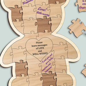 Intra απο ξύλο plywood 3mm-4mm πάχος Baby Shower Puzzle Βιβλίο επισκεπτών Bear  Δίασταση 9×9 cm INTRAFABR-103439889