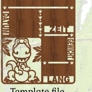 Intra απο ξύλο plywood 3mm-4mm πάχος Baby Stats, Birth Plaque Dinosaur Δίασταση 22x22 cm INTRAFABR-67519416 - Image 3