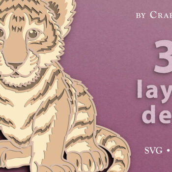 Intra απο ξύλο plywood 3mm-4mm πάχος αποκοπής 3D Layered Baby Tiger Δίασταση 7x7 cm INTRAFABR-62907539 - Image 1