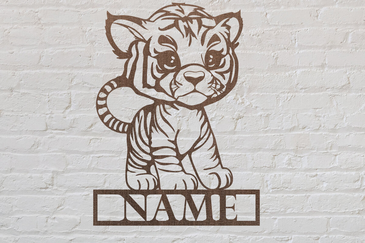 Intra απο ξύλο plywood 3mm-4mm πάχος Πινακίδα ονόματος Baby Tiger Δίασταση 15x15 cm INTRAFABR-75883861 - Image 1
