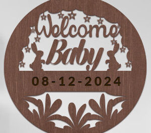Intra απο ξύλο plywood 3mm-4mm πάχος Baby Welcome Sign Wall Art Δίασταση 40x40 cm INTRAFABR-98965922
