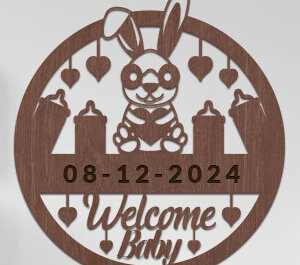 Intra απο ξύλο plywood 3mm-4mm πάχος Baby Welcome Sign Wall Art Δίασταση 40x40 cm INTRAFABR-98965920