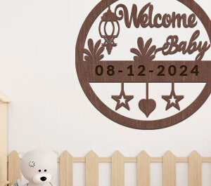Intra απο ξύλο plywood 3mm-4mm πάχος Baby Welcome Wall Art Δίασταση 40x40 cm INTRAFABR-98829424