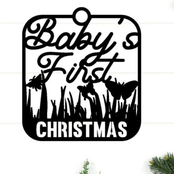 Intra απο ξύλο plywood 3mm-4mm πάχος BABY'S FIRST CHRISTMAS Στολίδι Μεταλλικό Δίασταση 8x8 cm INTRAFABR-86052134 - Image 1