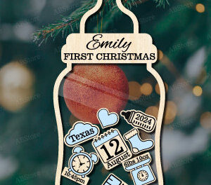 Intra απο ξύλο plywood 3mm-4mm πάχος Το πρώτο χριστουγεννιάτικο στολίδι του μωρού Δίασταση 8x8 cm INTRAFABR-103949226