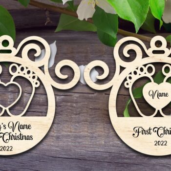 Intra απο ξύλο plywood 3mm-4mm πάχος Baby's First Christmas Ornament V2 Δίασταση 8x8 cm INTRAFABR-34243728 - Image 1