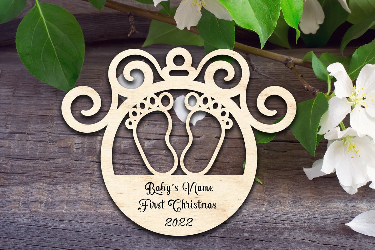 Intra απο ξύλο plywood 3mm-4mm πάχος Το πρώτο χριστουγεννιάτικο στολίδι του μωρού Δίασταση 8x8 cm INTRAFABR-34242513