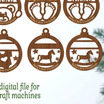 Intra απο ξύλο plywood 3mm-4mm πάχος Baby's First Christmas Ornaments, 4 Δίασταση 3x3 cm INTRAFABR-77058677 - Image 2