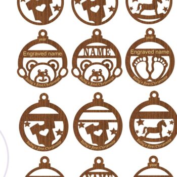 Intra απο ξύλο plywood 3mm-4mm πάχος Baby's First Christmas Ornaments, 4 Δίασταση 3x3 cm INTRAFABR-77058677 - Image 4