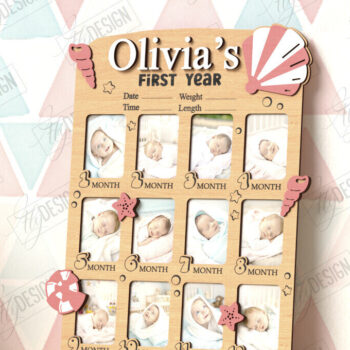 Intra απο ξύλο plywood 3mm-4mm πάχος κορνίζας για πρώτη χρονιά μωρού Δίασταση 20x30 cm INTRAFABR-122536251 - Image 1