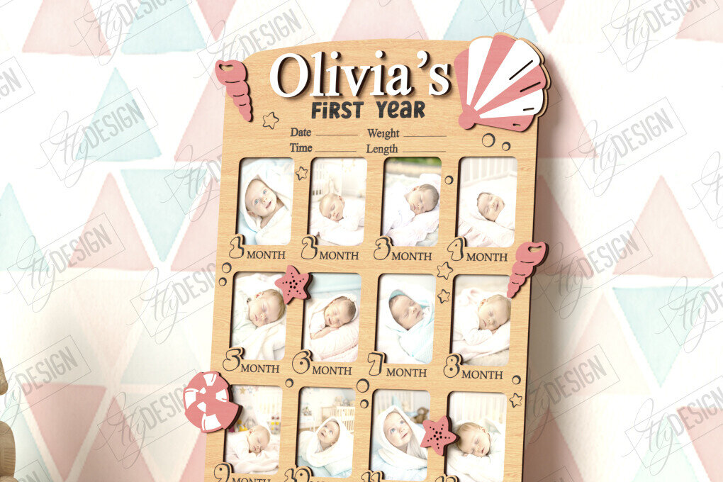 Intra απο ξύλο plywood 3mm-4mm πάχος κορνίζας για πρώτη χρονιά μωρού Δίασταση 20x30 cm INTRAFABR-122536251