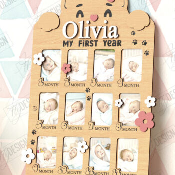 Intra απο ξύλο plywood 3mm-4mm πάχος κορνίζας για πρώτη χρονιά μωρού Δίασταση 20x30 cm INTRAFABR-122536258 - Image 1