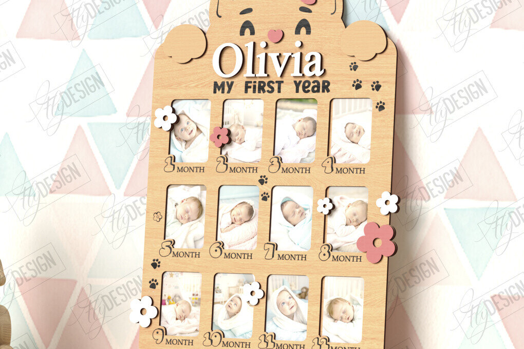 Intra απο ξύλο plywood 3mm-4mm πάχος κορνίζας για πρώτη χρονιά μωρού Δίασταση 20x30 cm INTRAFABR-122536258