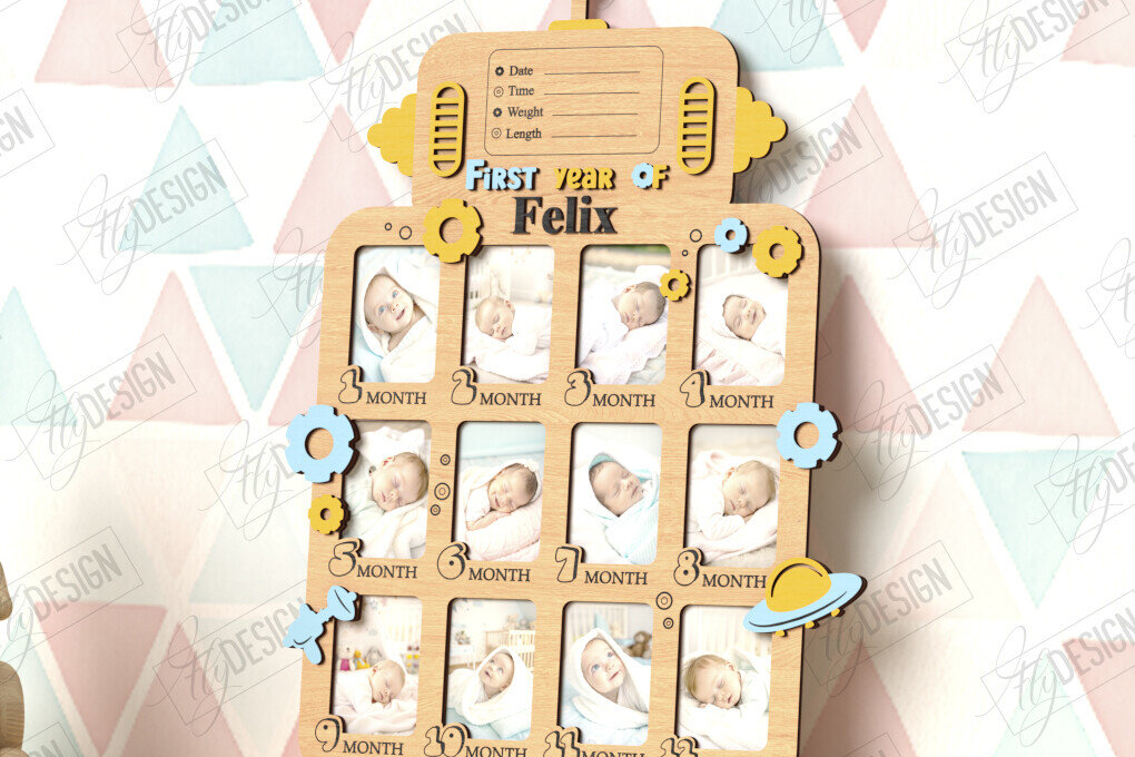 Intra απο ξύλο plywood 3mm-4mm πάχος κορνίζας για πρώτη χρονιά μωρού Δίασταση 20x30 cm INTRAFABR-122882752