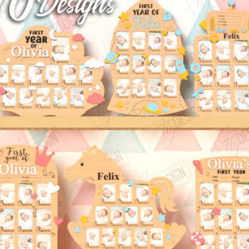 Intra απο ξύλο plywood 3mm-4mm πάχος Κορνίζες Baby's First Year Cut  Δίασταση 20x30 cm INTRAFABR-122882824 - Image 1