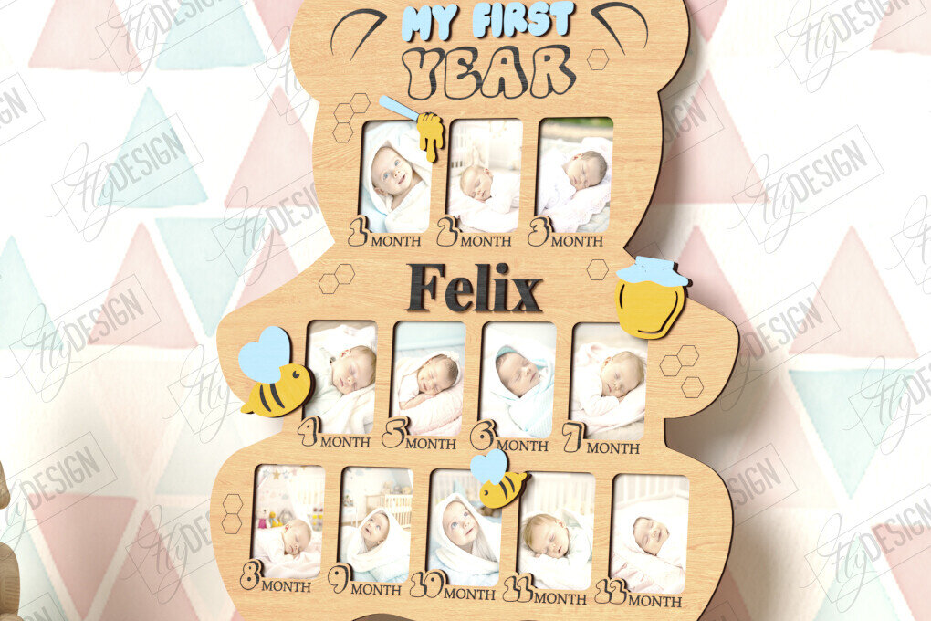 Intra απο ξύλο plywood 3mm-4mm πάχος Κορνίζες Baby's First Year Cut  Δίασταση 20x30 cm INTRAFABR-122882824 - Image 4