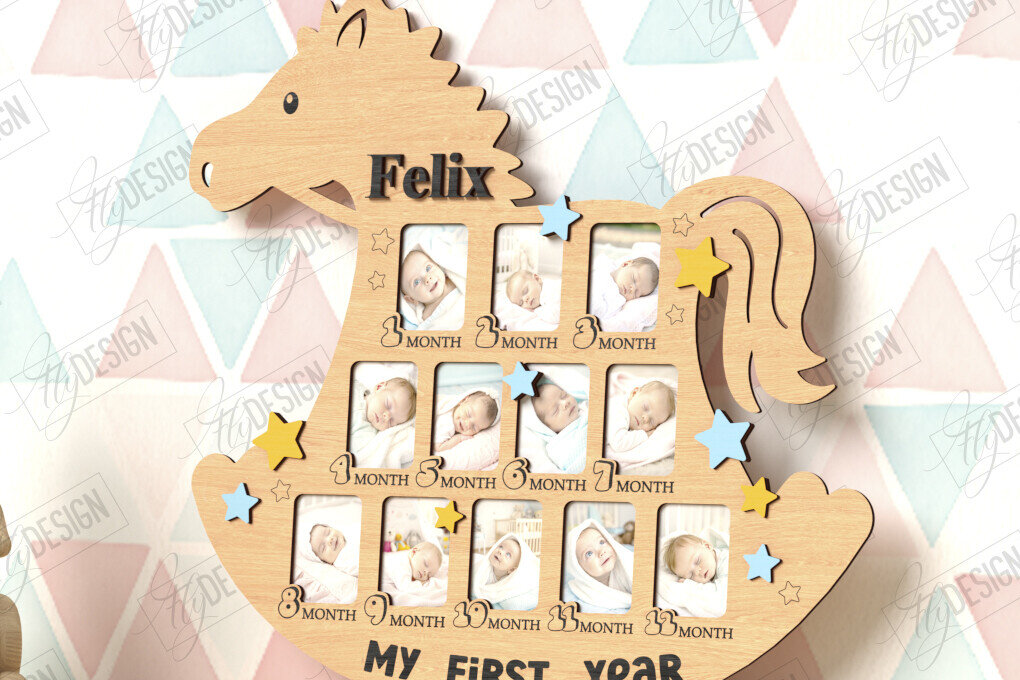 Intra απο ξύλο plywood 3mm-4mm πάχος Κορνίζες Baby's First Year Cut  Δίασταση 20x30 cm INTRAFABR-122882824 - Image 5