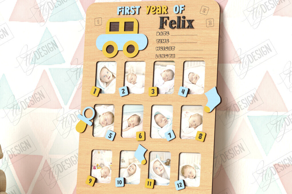 Intra απο ξύλο plywood 3mm-4mm πάχος Κορνίζες Baby's First Year Cut  Δίασταση 20x30 cm INTRAFABR-122882824 - Image 6