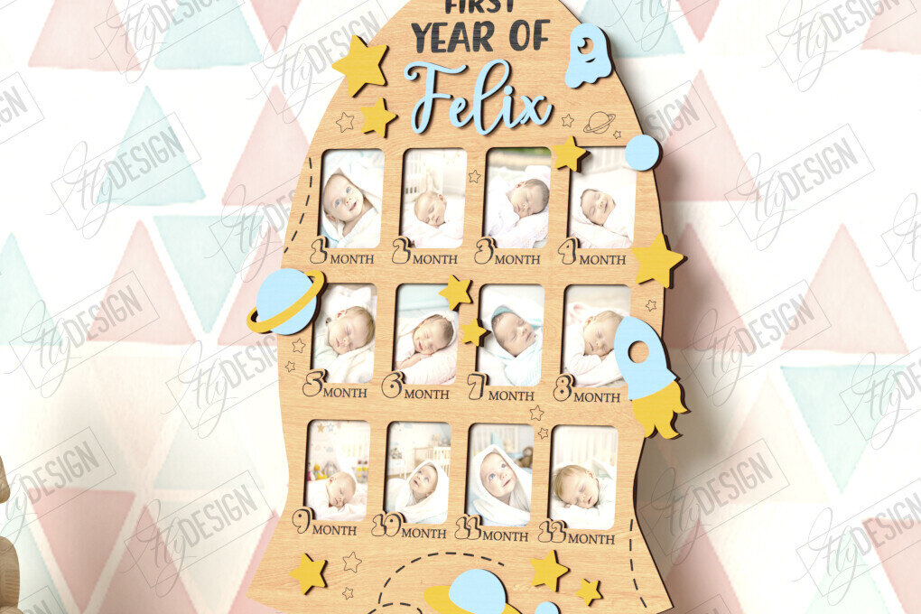 Intra απο ξύλο plywood 3mm-4mm πάχος Κορνίζες Baby's First Year Cut  Δίασταση 20x30 cm INTRAFABR-122882824 - Image 7