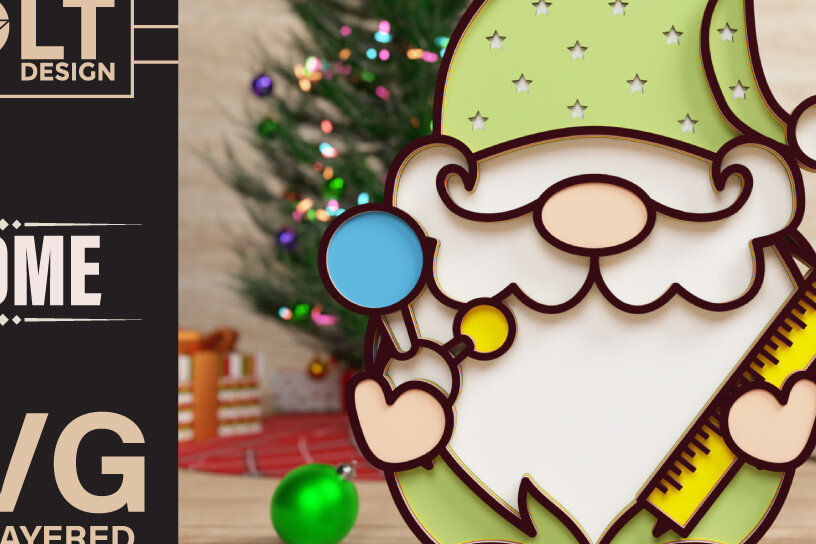 Intra απο ξύλο plywood 3mm-4mm πάχος Επιστροφή στο σχολείο Gnome Papercut 3D Δίασταση 40x40 cm INTRAFABR-73006029