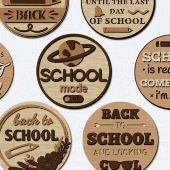 Intra απο ξύλο plywood 3mm-4mm πάχος Back to School Στρογγυλά διακοσμητικά πάνελ Δίασταση 30x20 cm INTRAFABR-95544005 - Image 1