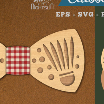 Intra απο ξύλο plywood 3mm-4mm πάχος Παπιγιόν με λέιζερ μπάλα μπάντμιντον Δίασταση 15x15 cm INTRAFABR-112552480 - Image 1