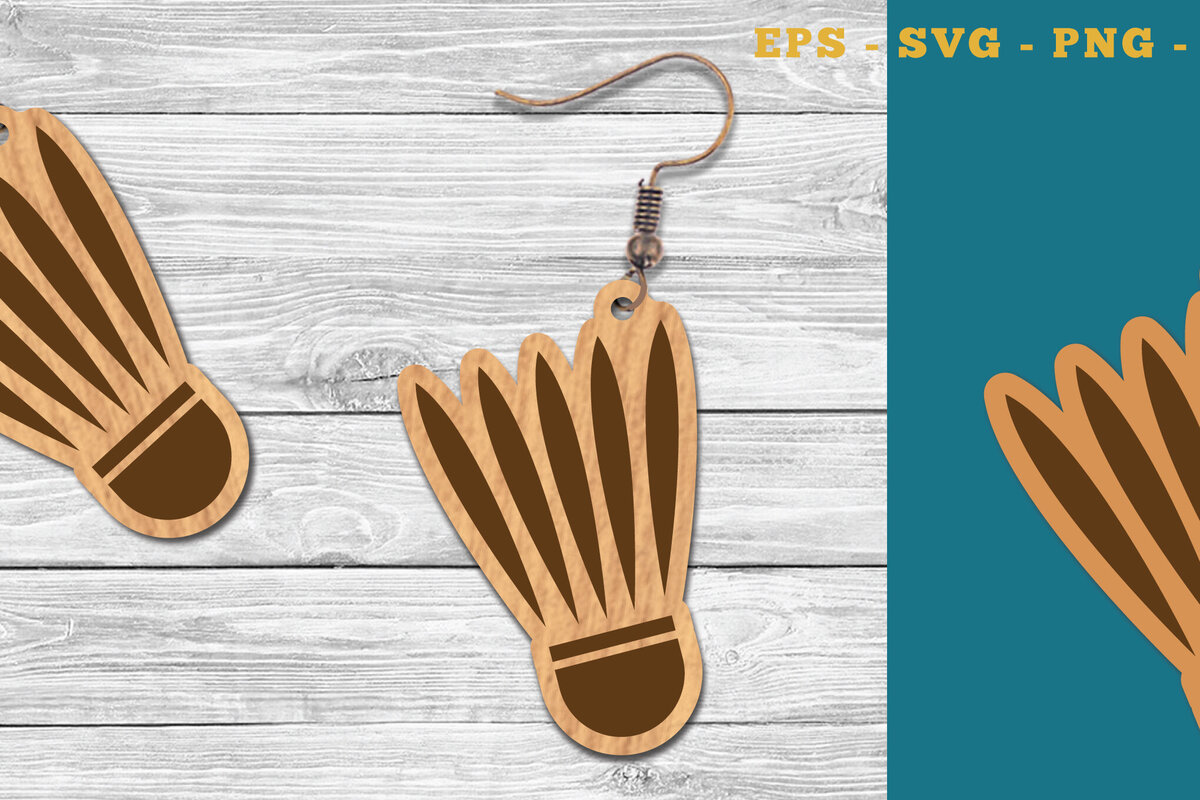 Intra απο ξύλο plywood 3mm-4mm πάχος Σκουλαρίκια με λέιζερ μπάλα μπάντμιντον Δίασταση 3x3 cm INTRAFABR-111469014