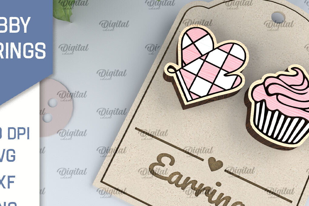 Intra απο ξύλο plywood 3mm-4mm πάχος Baker's Earrings Σχέδιο κοπής με λέιζερ Δίασταση 3x3 cm INTRAFABR-104759200