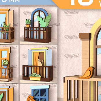 Intra απο ξύλο plywood 3mm-4mm πάχος Μπαλκόνια με Φυτά Δέσμη κοπής με λέιζερ Δίασταση 30x20 cm INTRAFABR-103233549 - Image 1