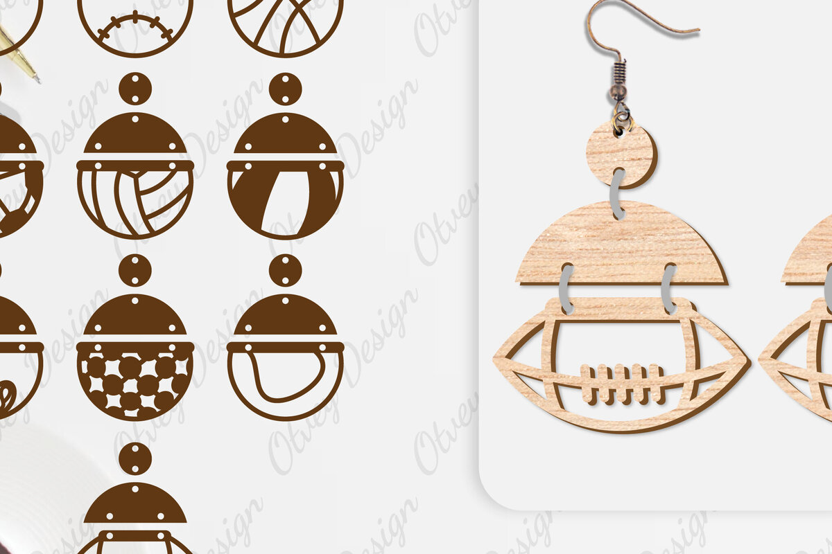 Intra απο ξύλο plywood 3mm-4mm πάχος Σκουλαρίκι με μπάλες  Δίασταση 3x3 cm INTRAFABR-104107452