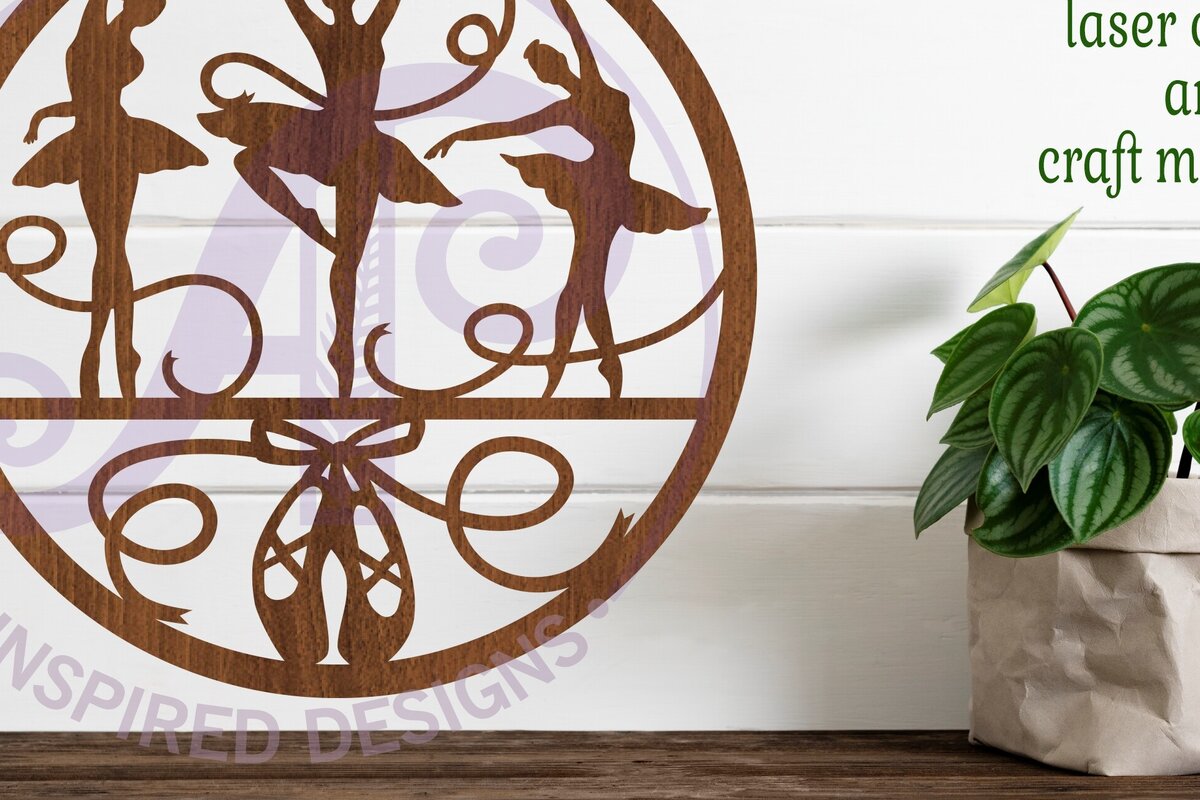 Intra απο ξύλο plywood 3mm-4mm πάχος Επιγραφή τοίχου μπαλαρίνας, διάνυσμα αρχείου Δίασταση 10x10 cm INTRAFABR-79107691