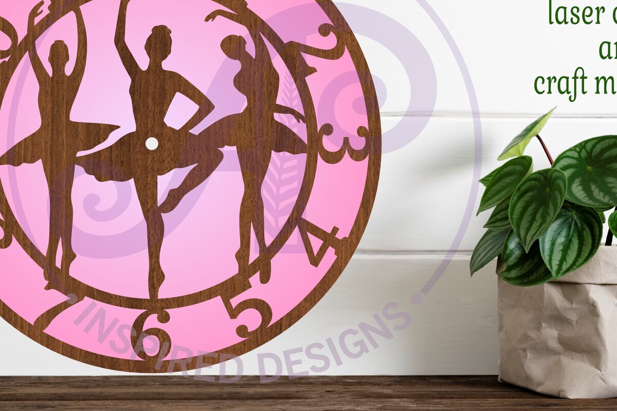 Intra απο ξύλο plywood 3mm-4mm πάχος Μπαλαρίνα Ρολόι τοίχου με λέιζερ Δίασταση 8x8 cm INTRAFABR-96696070