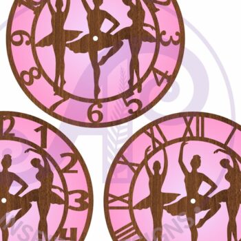 Intra απο ξύλο plywood 3mm-4mm πάχος Μπαλαρίνα Ρολόι τοίχου με λέιζερ Δίασταση 8x8 cm INTRAFABR-96696070 - Image 4