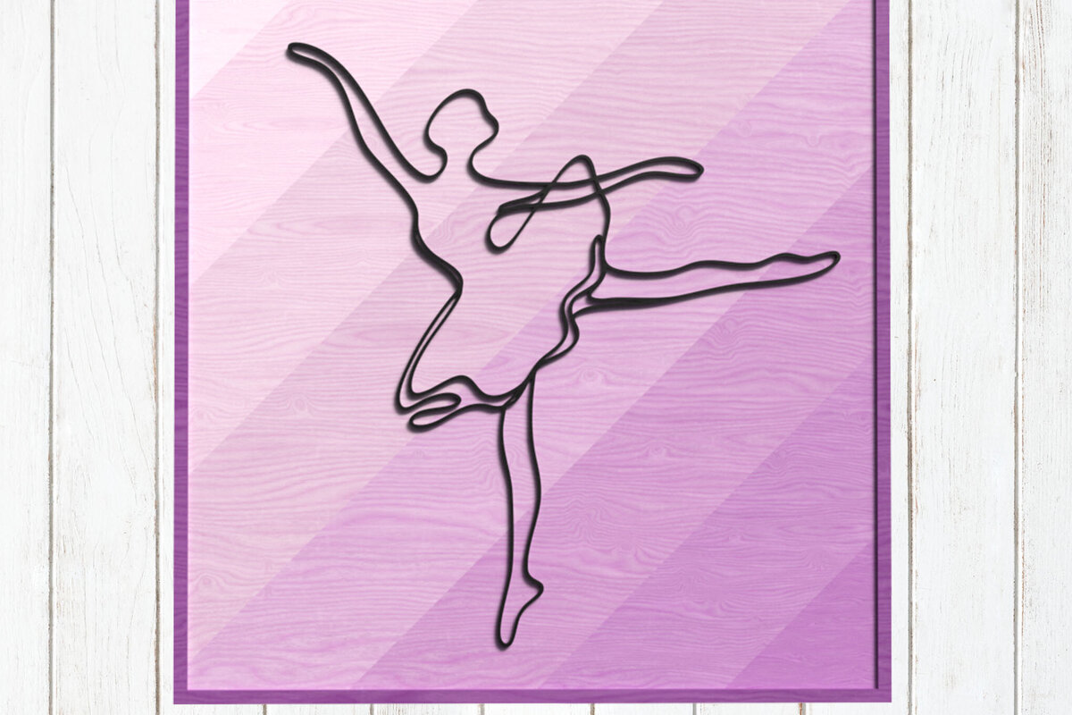 Intra απο ξύλο plywood 3mm-4mm πάχος Ballet Dancer Line Art Δίασταση 8x8 cm INTRAFABR-124745920 - Image 1