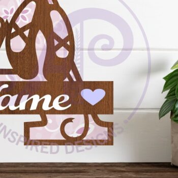 Intra απο ξύλο plywood 3mm-4mm πάχος Μονόγραμμα με κεφαλαίο παπούτσι μπαλέτου Επιστολή α Δίασταση 9x9 cm INTRAFABR-91015091 - Image 1